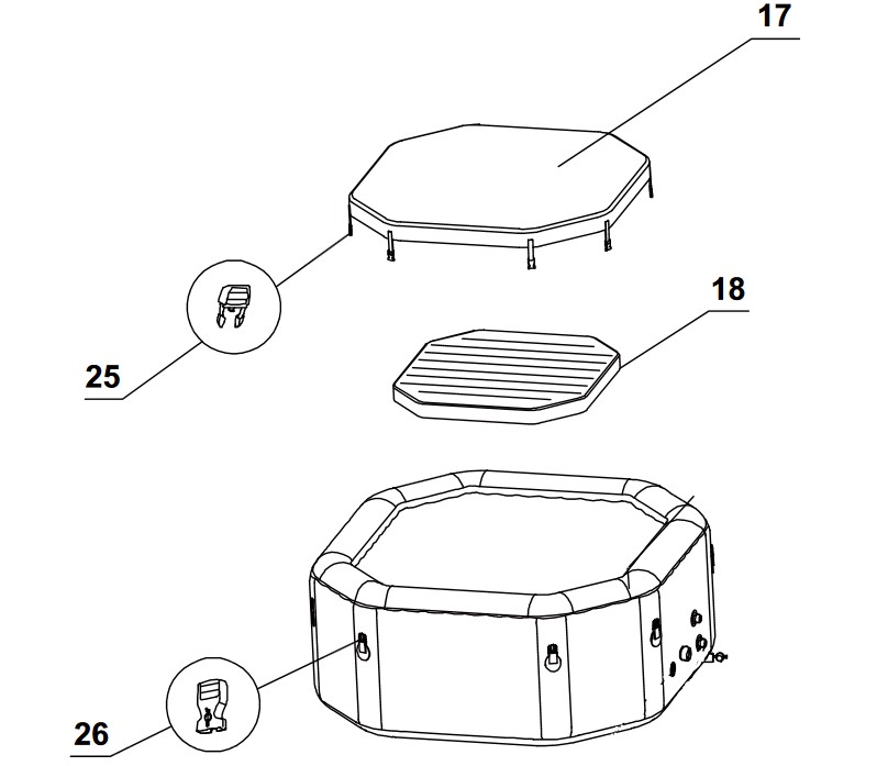 Rozkres 28461 SPA COVER (6 PERSON, OCTAGON, BLACK)